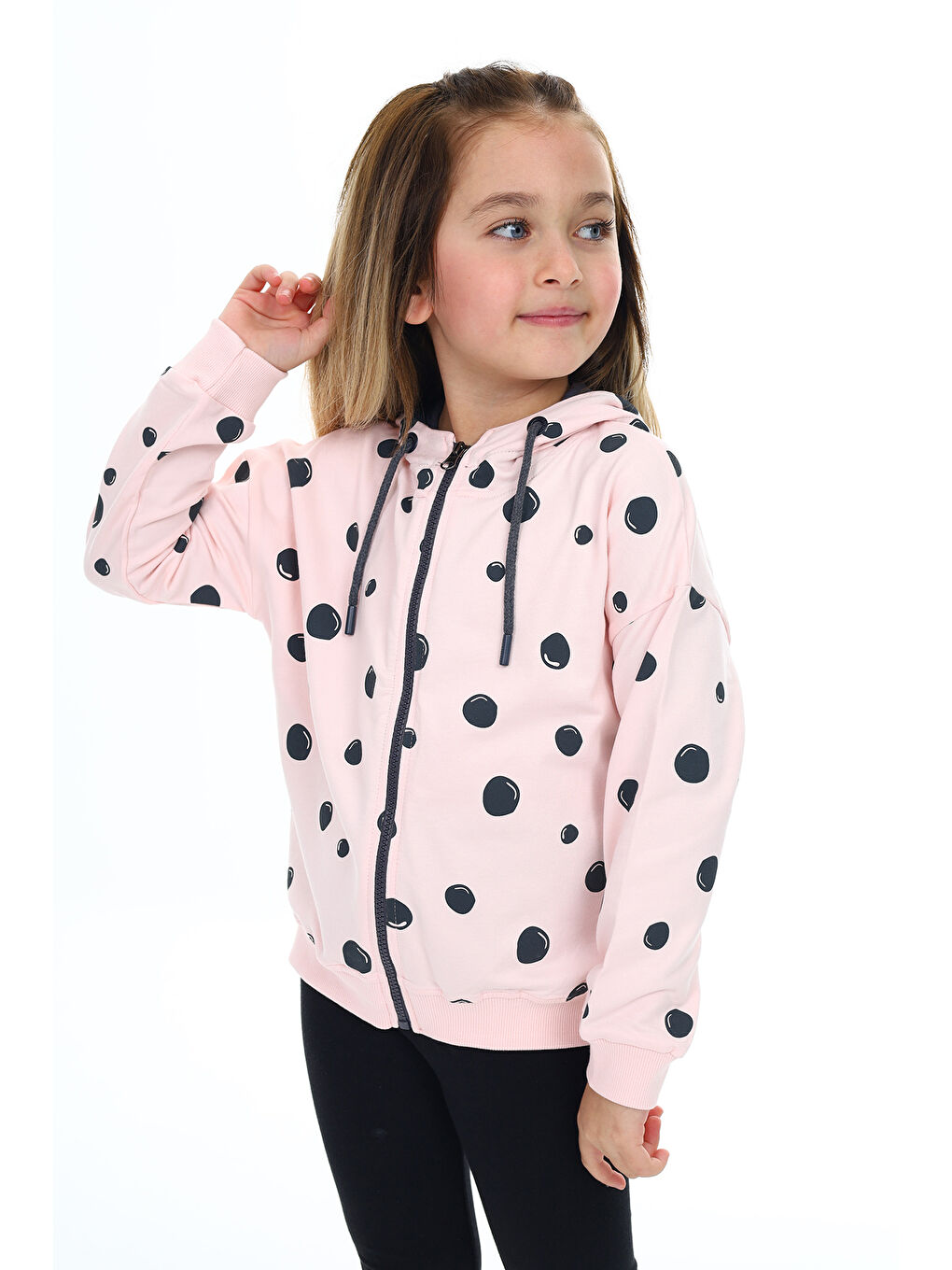 Toontoykids Pembe Kız Çocuk Baskılı Fermuarlı Sweatshirt - 1