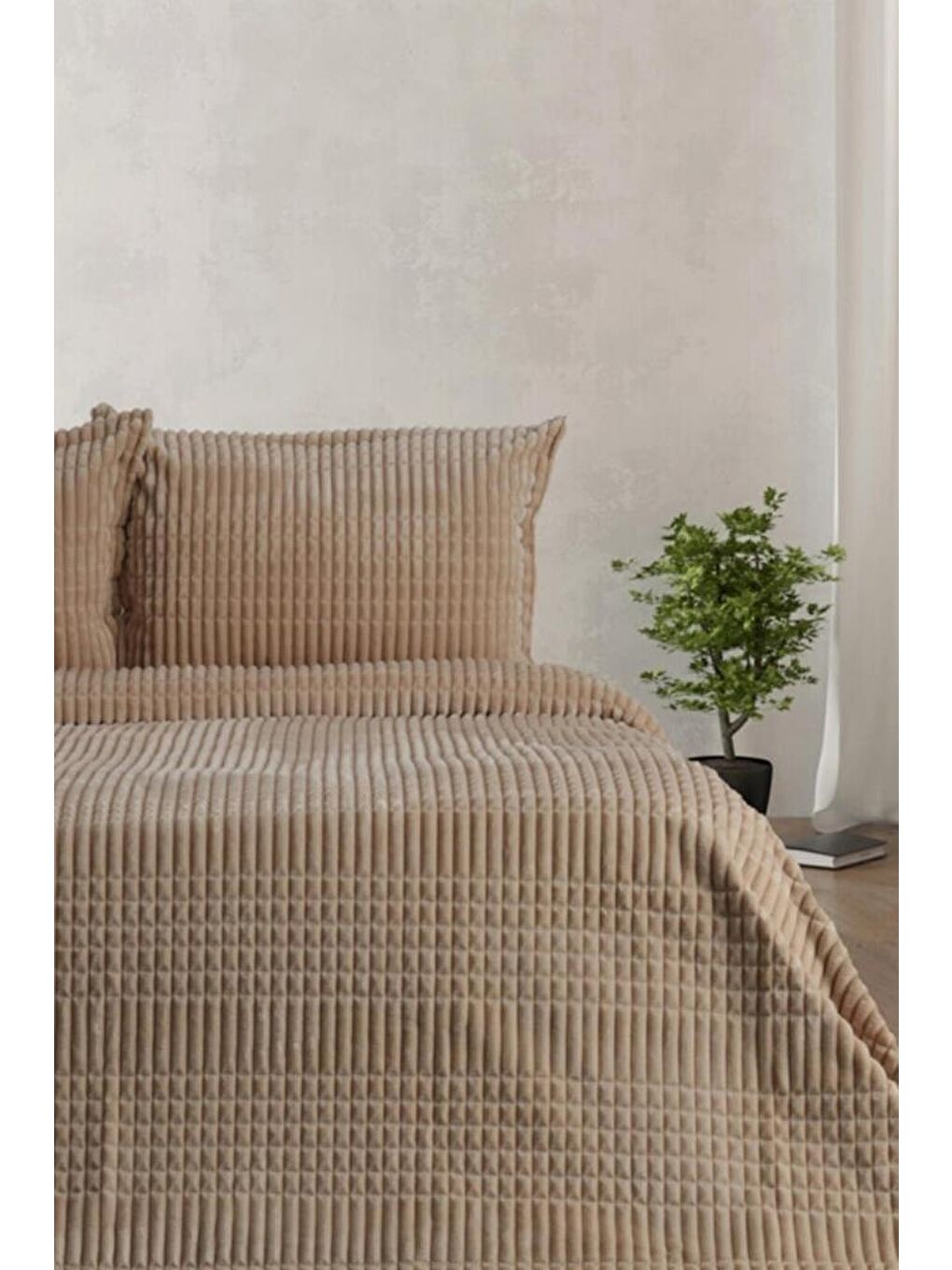Merinos Modern Line Çift Kişilik Battaniye Seti Bej