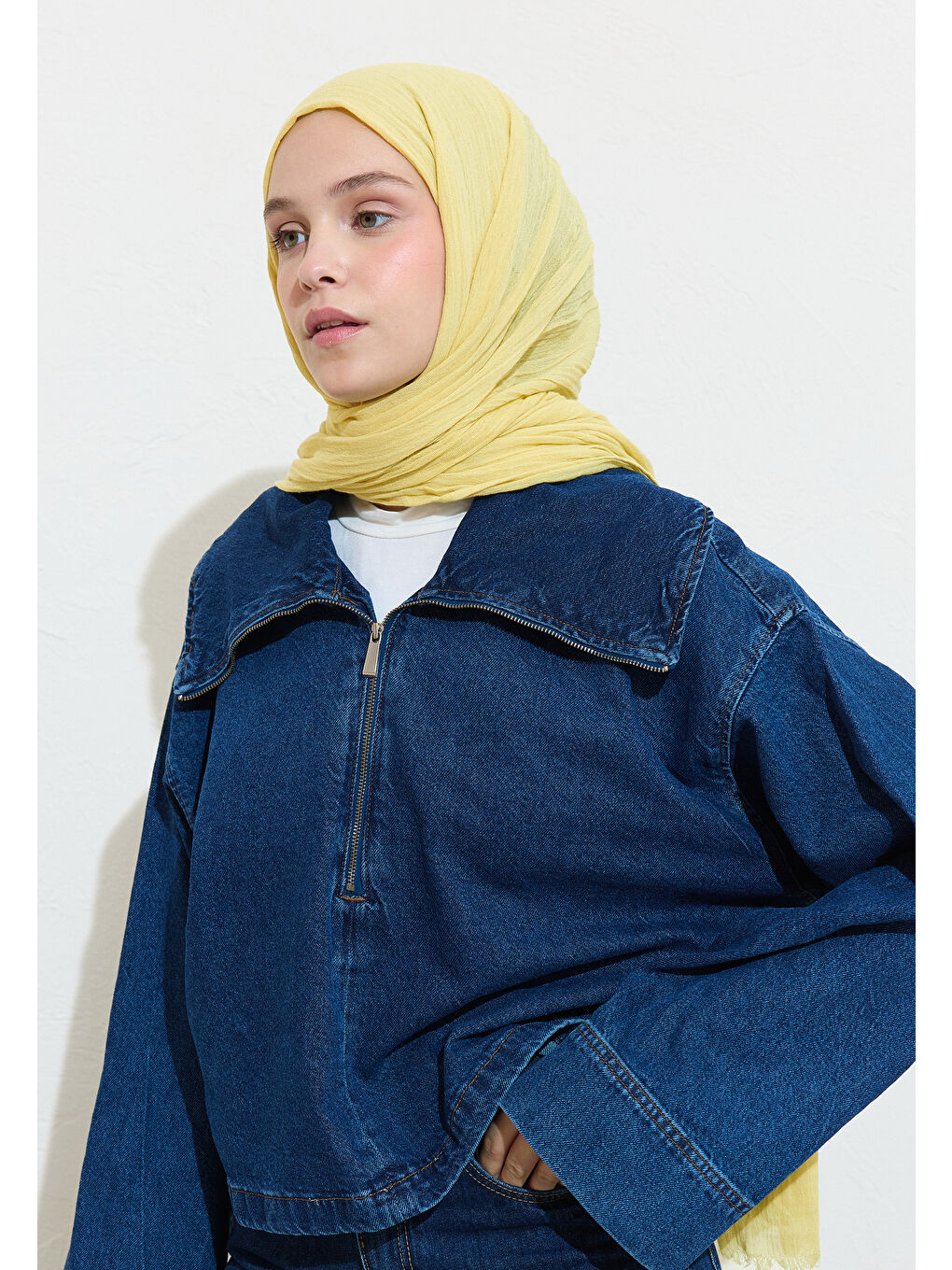 Sarı PAMUKLU KETEN ŞAL LEMON SORBET-1