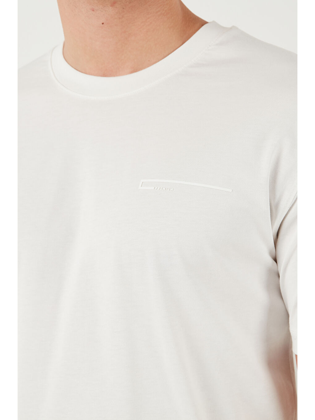 Ekru Pamuklu Regular Fit Bisiklet Yaka T Shirt 5904095-5