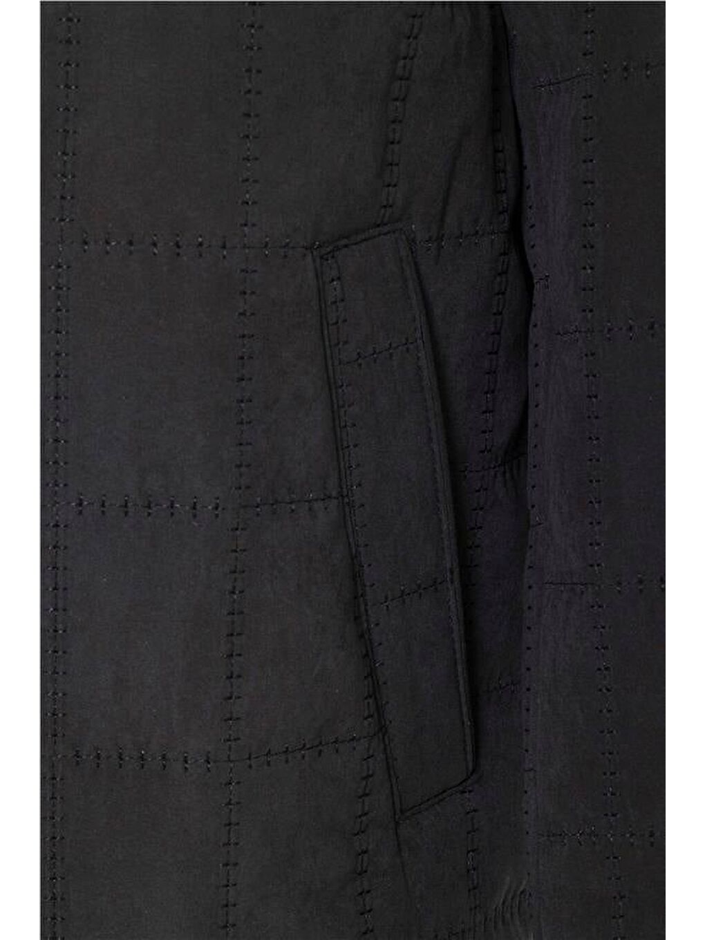 Siyah Regular Kapitone Mont-2