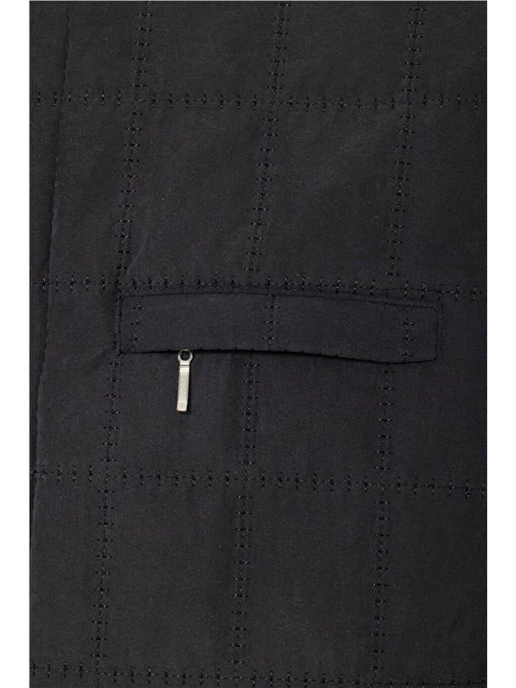 Siyah Regular Kapitone Mont-3