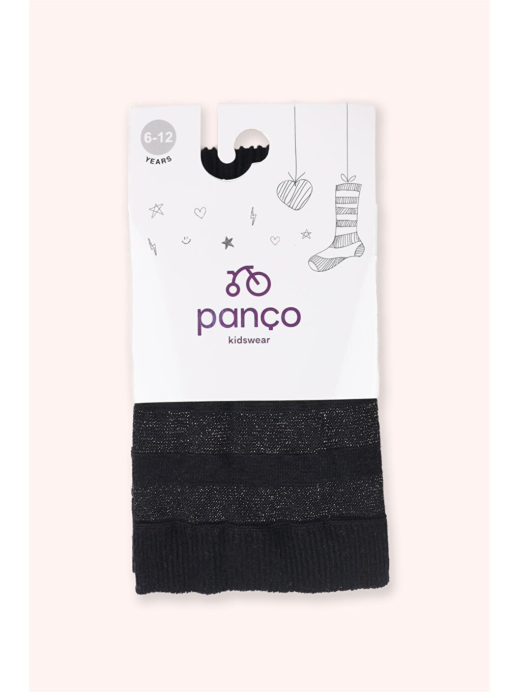 Kız Çocuk Sim Şeritli Dizaltı Siyah Çorap-1