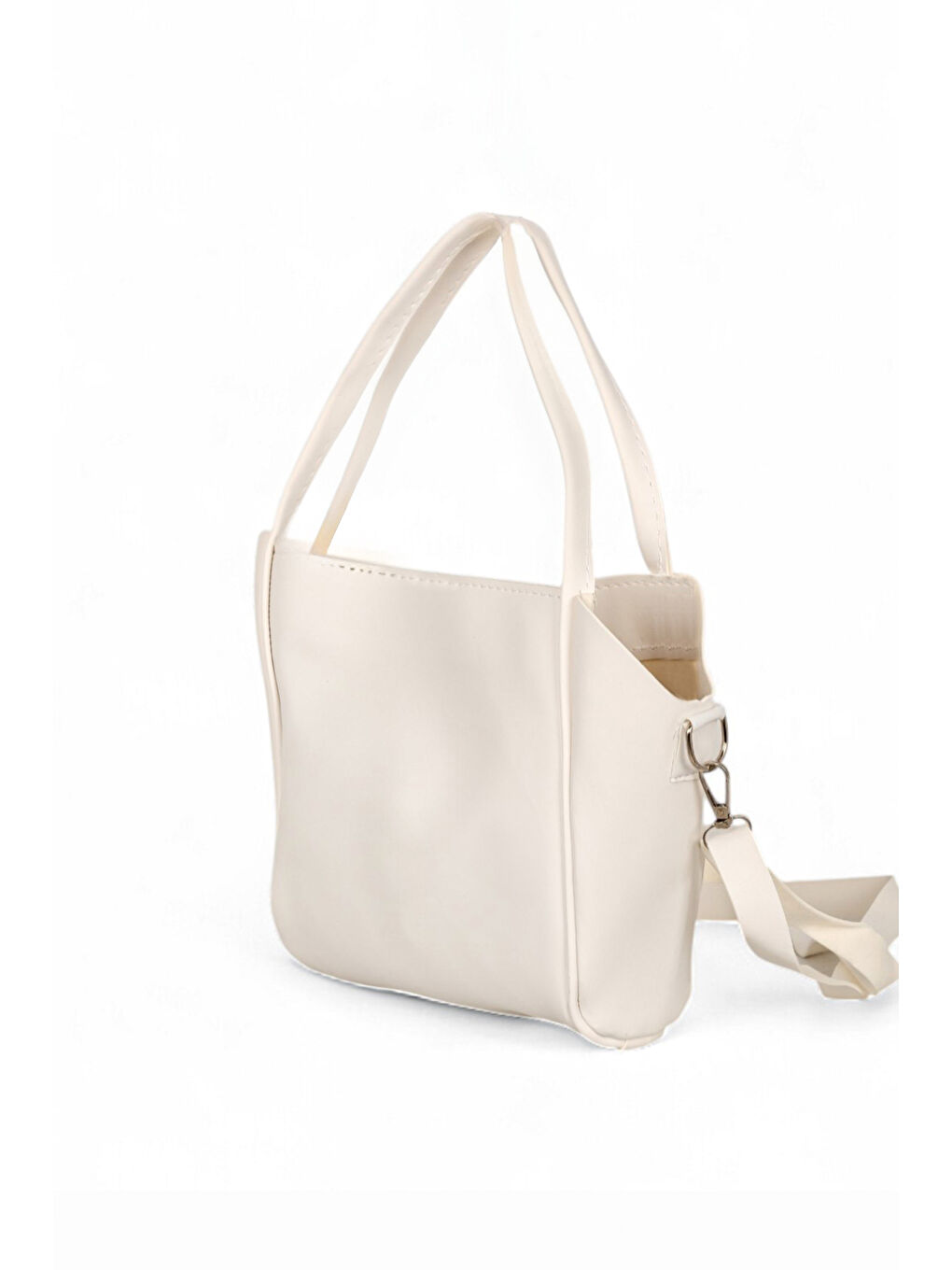 Ekru Kadın Krem Orta Boy Suni Deri Askılı El ve Omuz Çantası-1