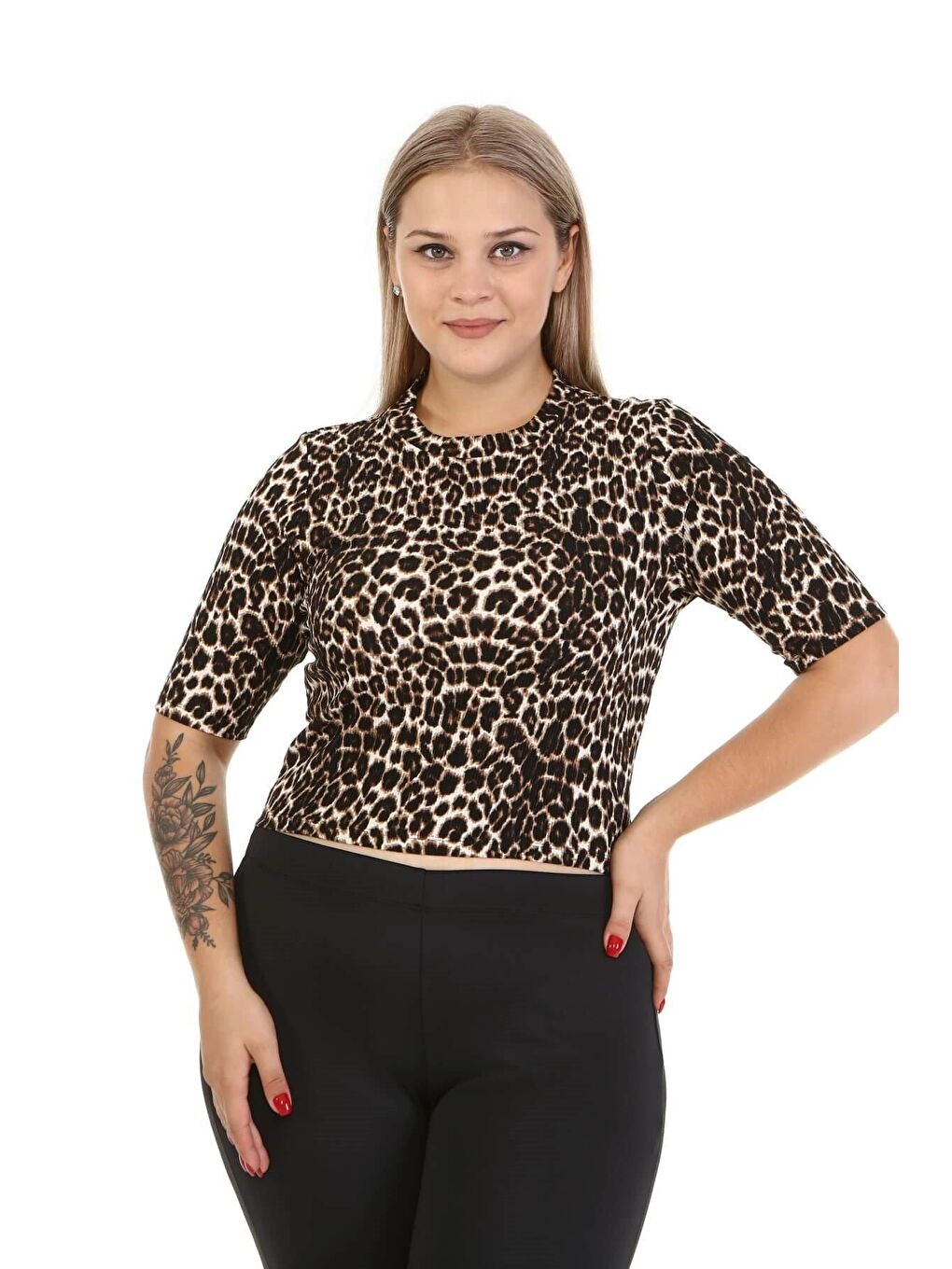 Mylinemoda Kahverengi Örme Crop Top