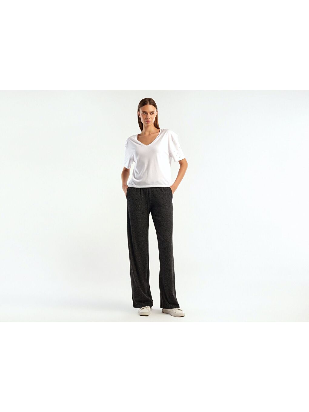 Kadın Siyah Rahat Kalıp Viskoz Pantolon