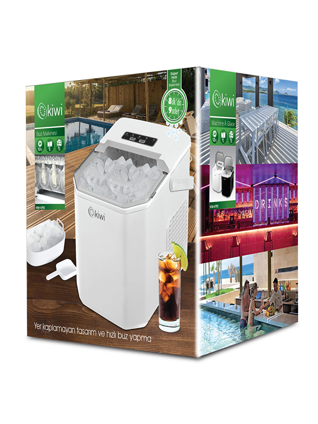 KIM-4792 12 Kg Kapasiteli Buz Makinesi - Beyaz-1