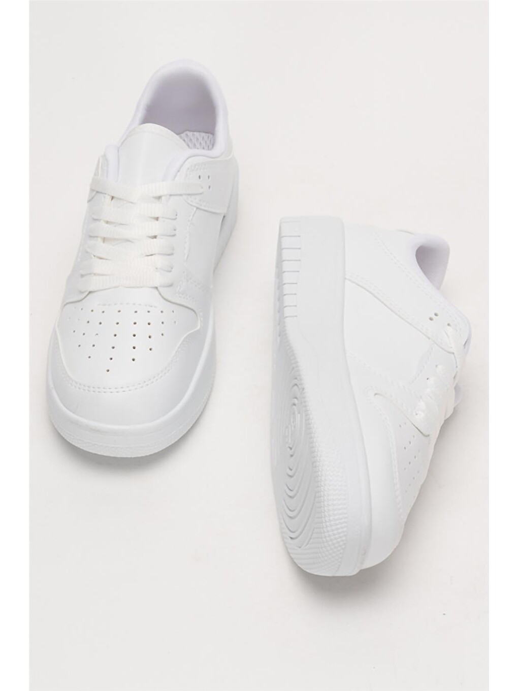 Unisex Bağcıklı Spor Sneaker Ayakkabı Beyaz - Beyaz-6