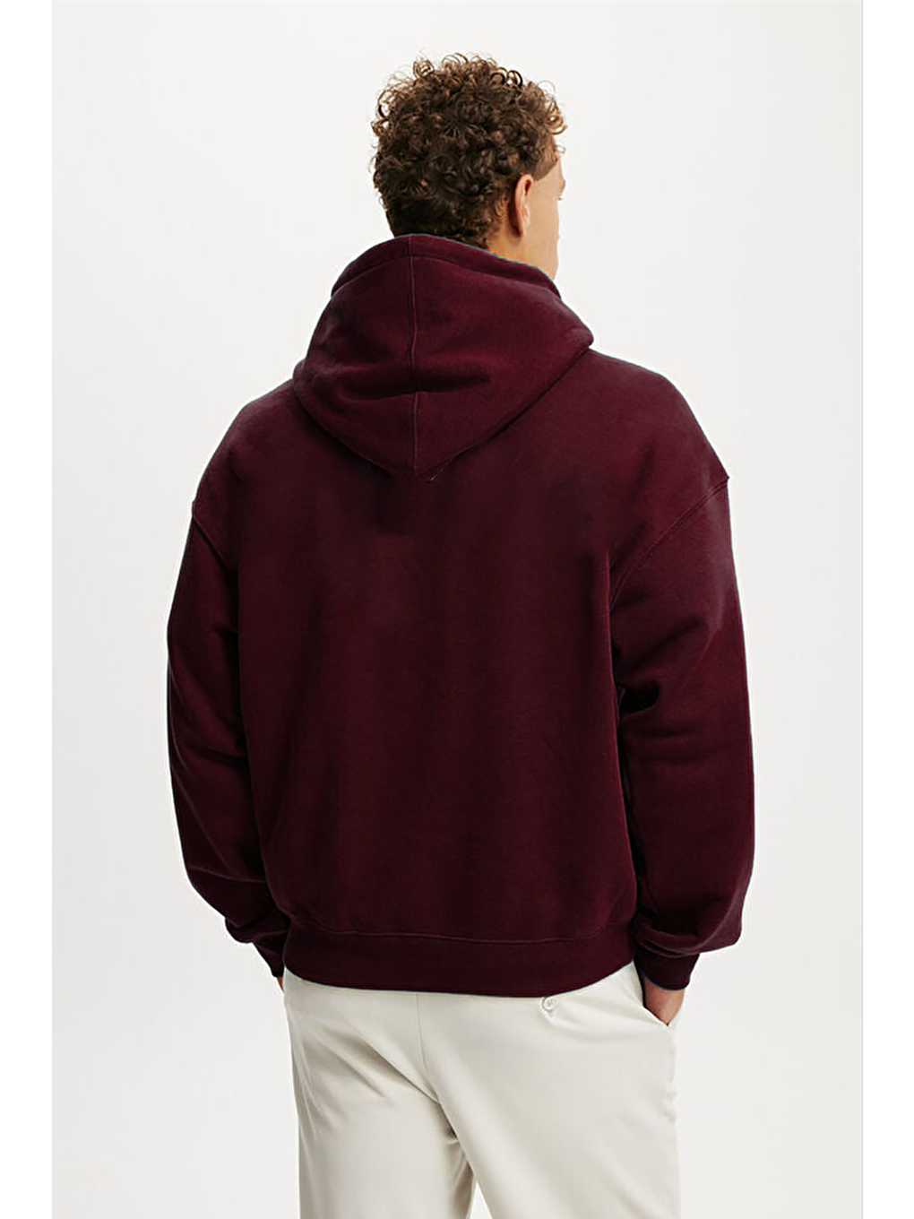 Bordo Kapüşonlu Kanguru Cep Erkek Sweatshirt E7169-2