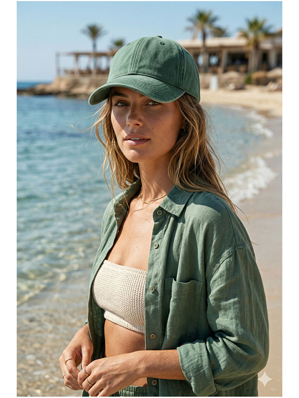 Unisex Haki Günlük Şapka Eskitme Detaylı Yıkamalı Pamuklu Premium Vintage Şapka SPK16 HAKI-1