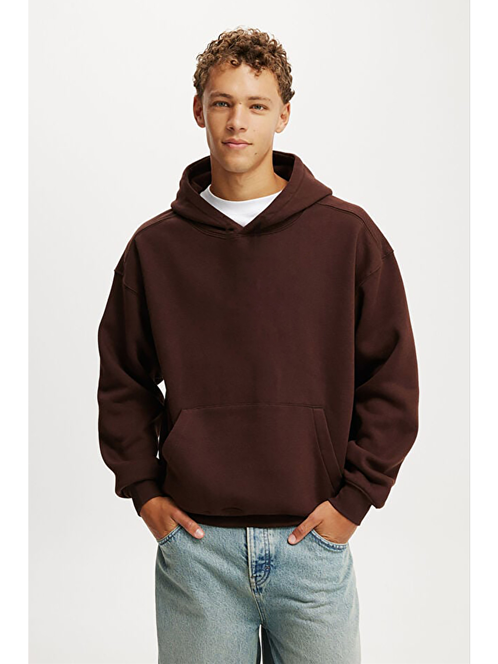 Kahverengi Kapüşonlu Kanguru Cep Erkek Sweatshirt E7169-3