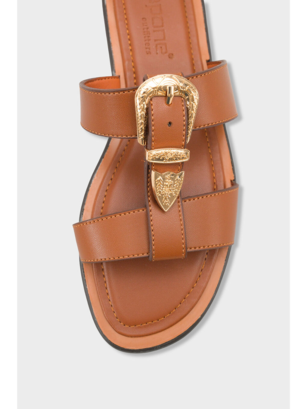 Kahverengi Lanni Tokalı Düz Topuklu Kadın Terlik-2