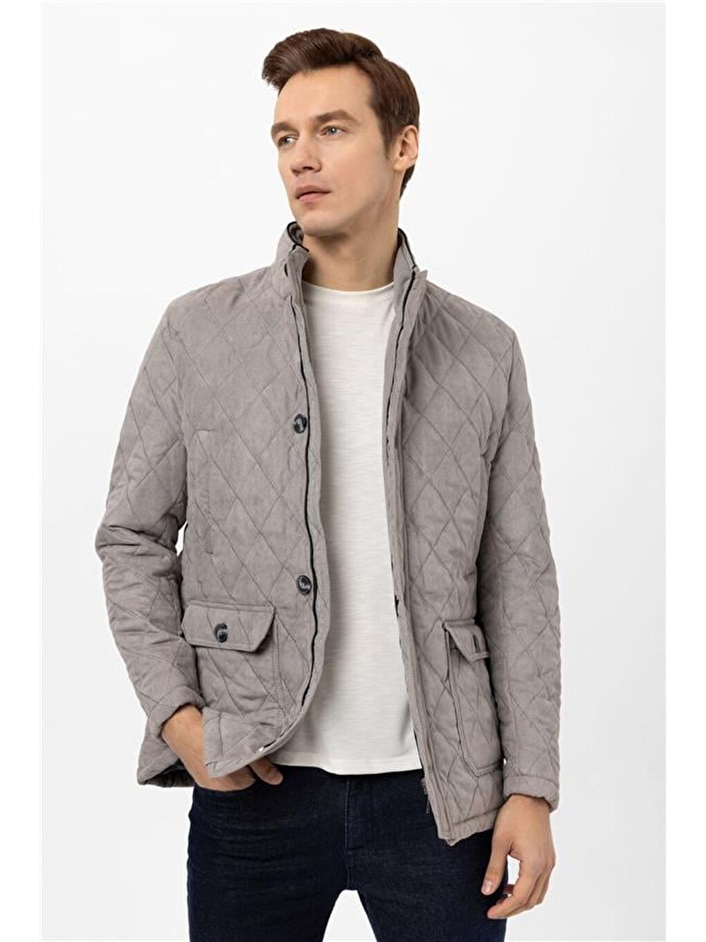 Gri Slim Kapitone Mont-1