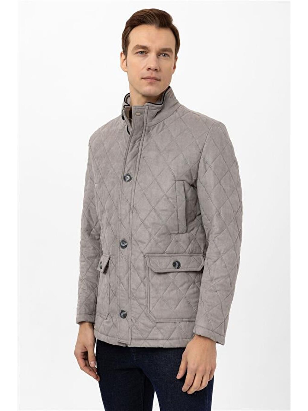 Gri Slim Kapitone Mont-3