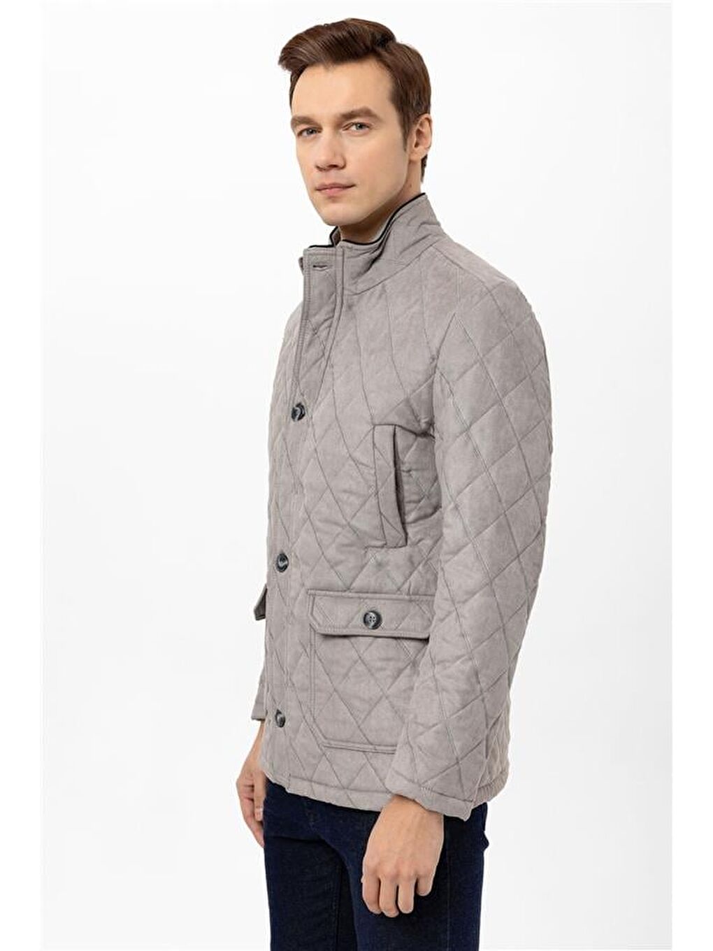 Gri Slim Kapitone Mont-6