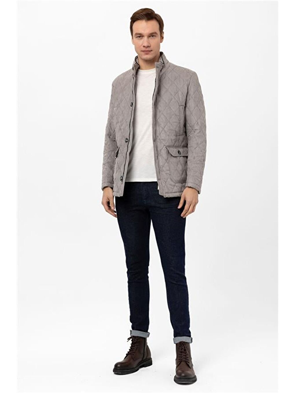 Gri Slim Kapitone Mont-8