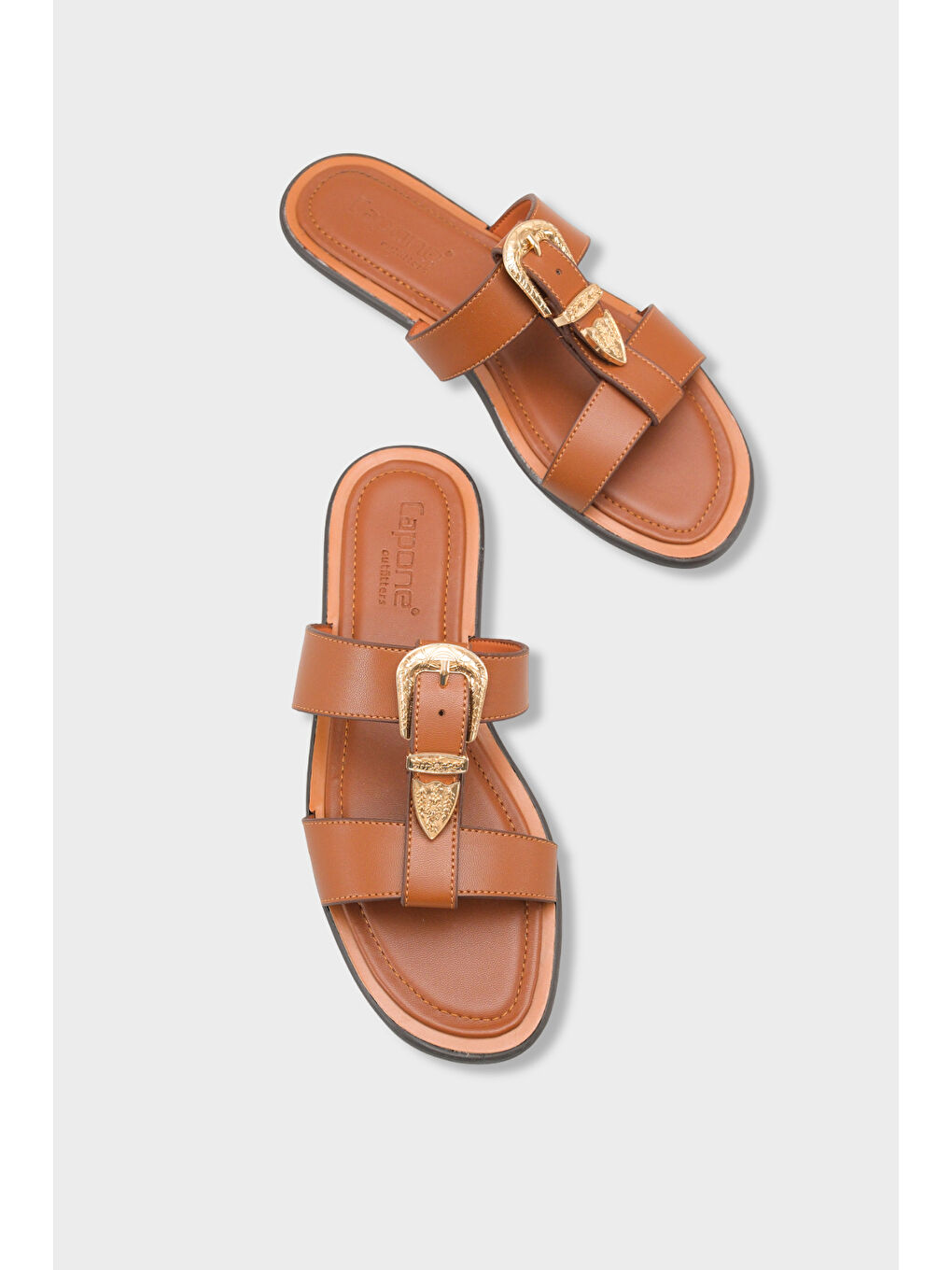 Kahverengi Lanni Tokalı Düz Topuklu Kadın Terlik-4