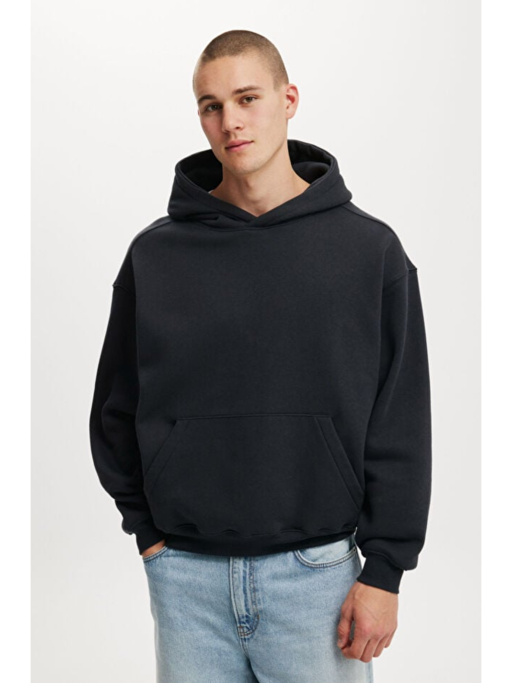 Siyah Kapüşonlu Kanguru Cep Erkek Sweatshirt E7169-3