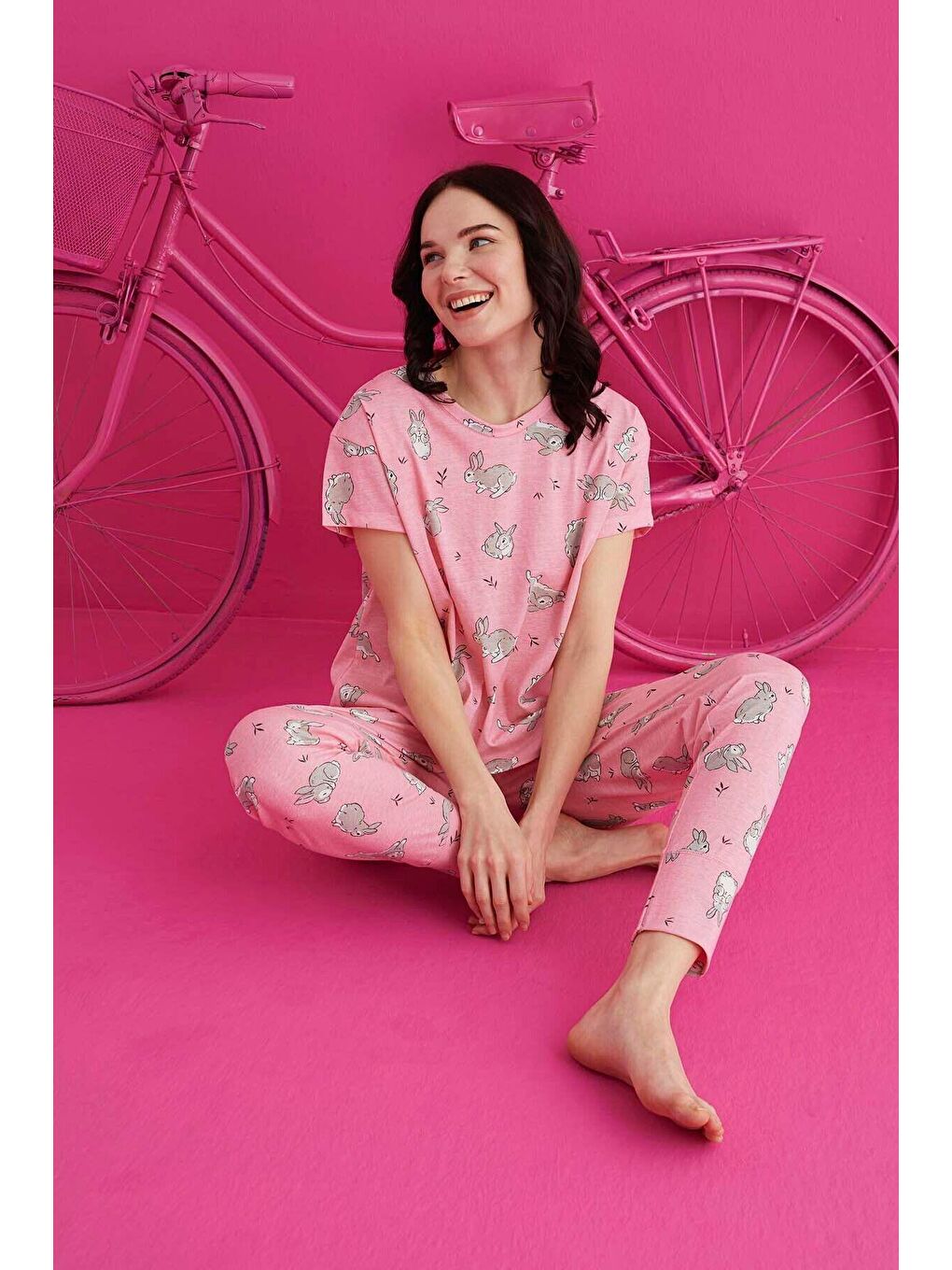 Pembe Pamuklu Pijama Takım 4130-12