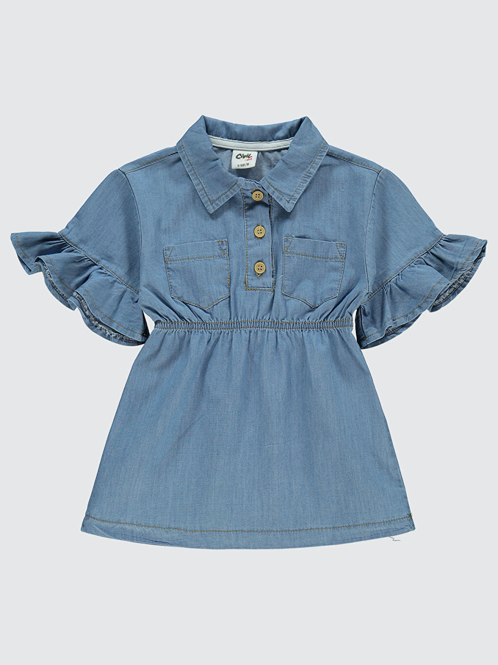 Civil Baby Kız Bebek Jean Elbise 6-18 Ay Mavi