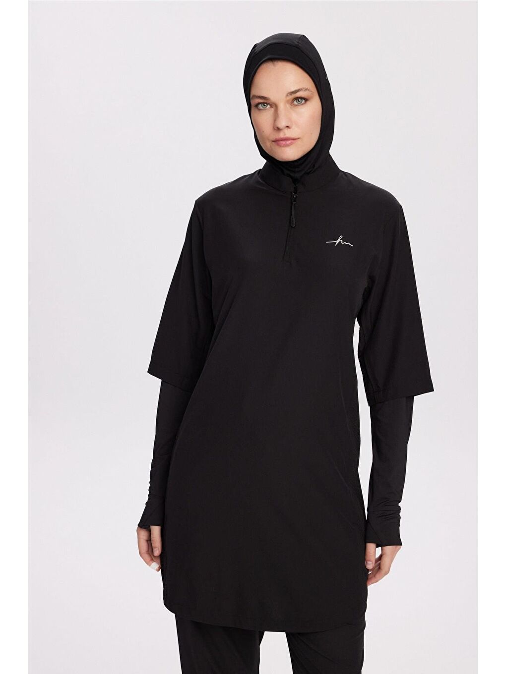 Active H-Per Fit Lazer Kesim Detaylı Siyah Tesettür Antrenman Üstü Act-33-2