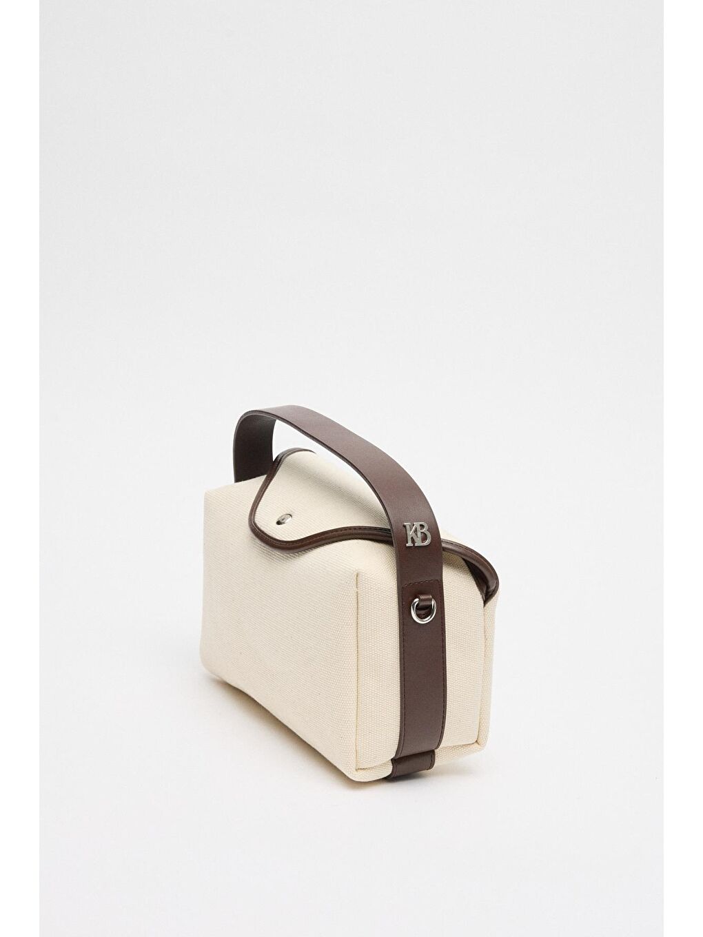 Kahverengi Kanvas Deri Detaylı Kapaklı Çanta Acı Kahve-2