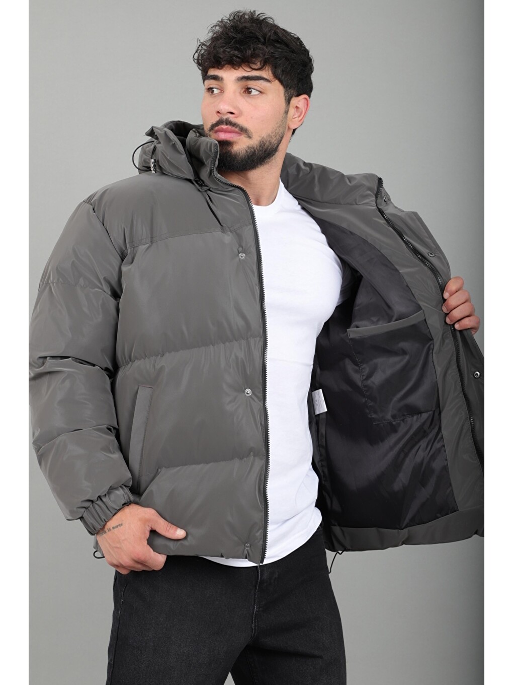 Antrasit Oversize Nova Karbon Şişme Mont Kaban Pldp 3029_50512