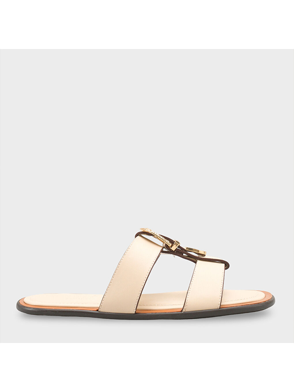 Bej Lanni Tokalı Düz Topuklu Kadın Terlik