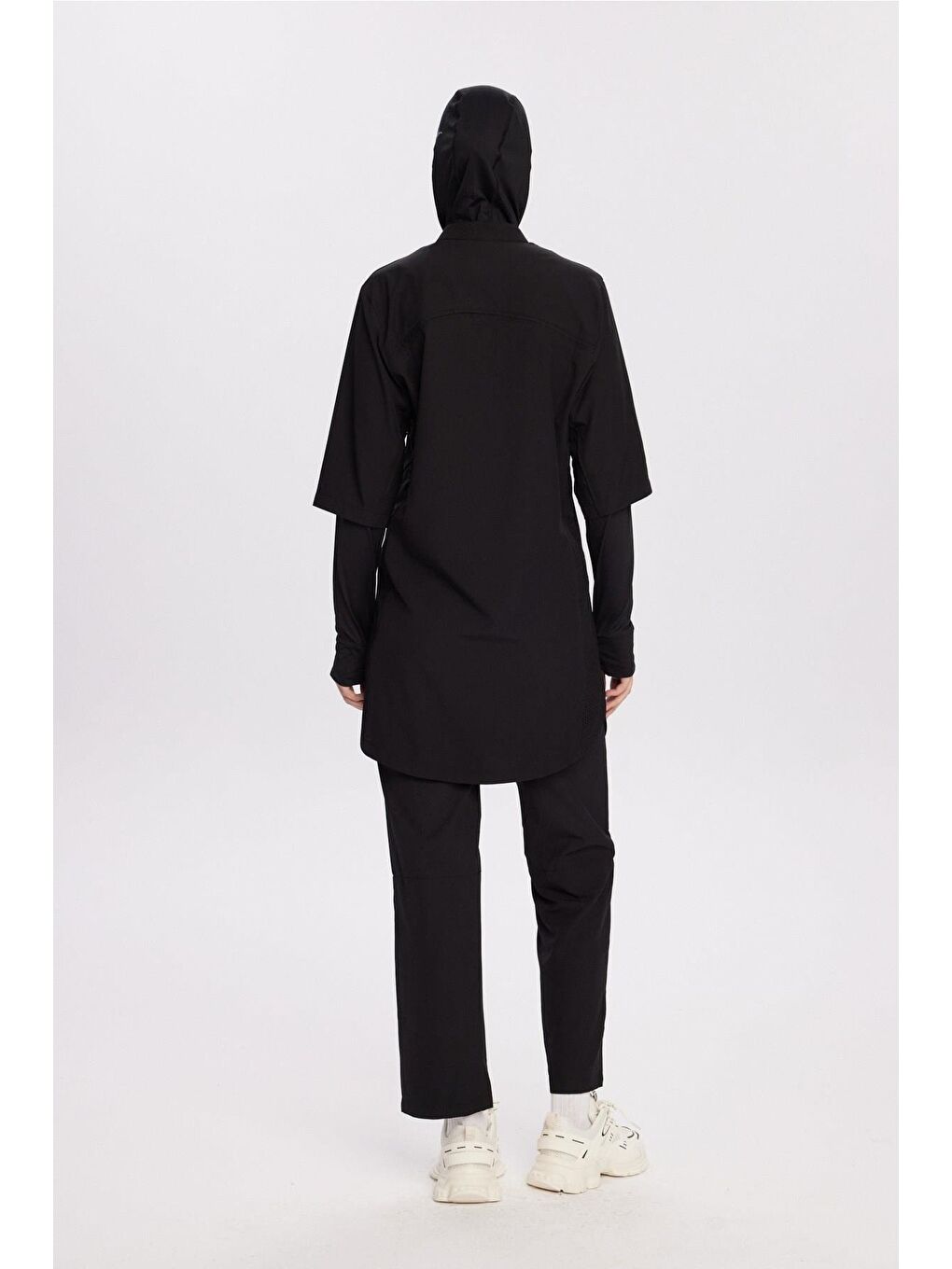 Active H-Per Fit Lazer Kesim Detaylı Siyah Tesettür Antrenman Üstü Act-33-4