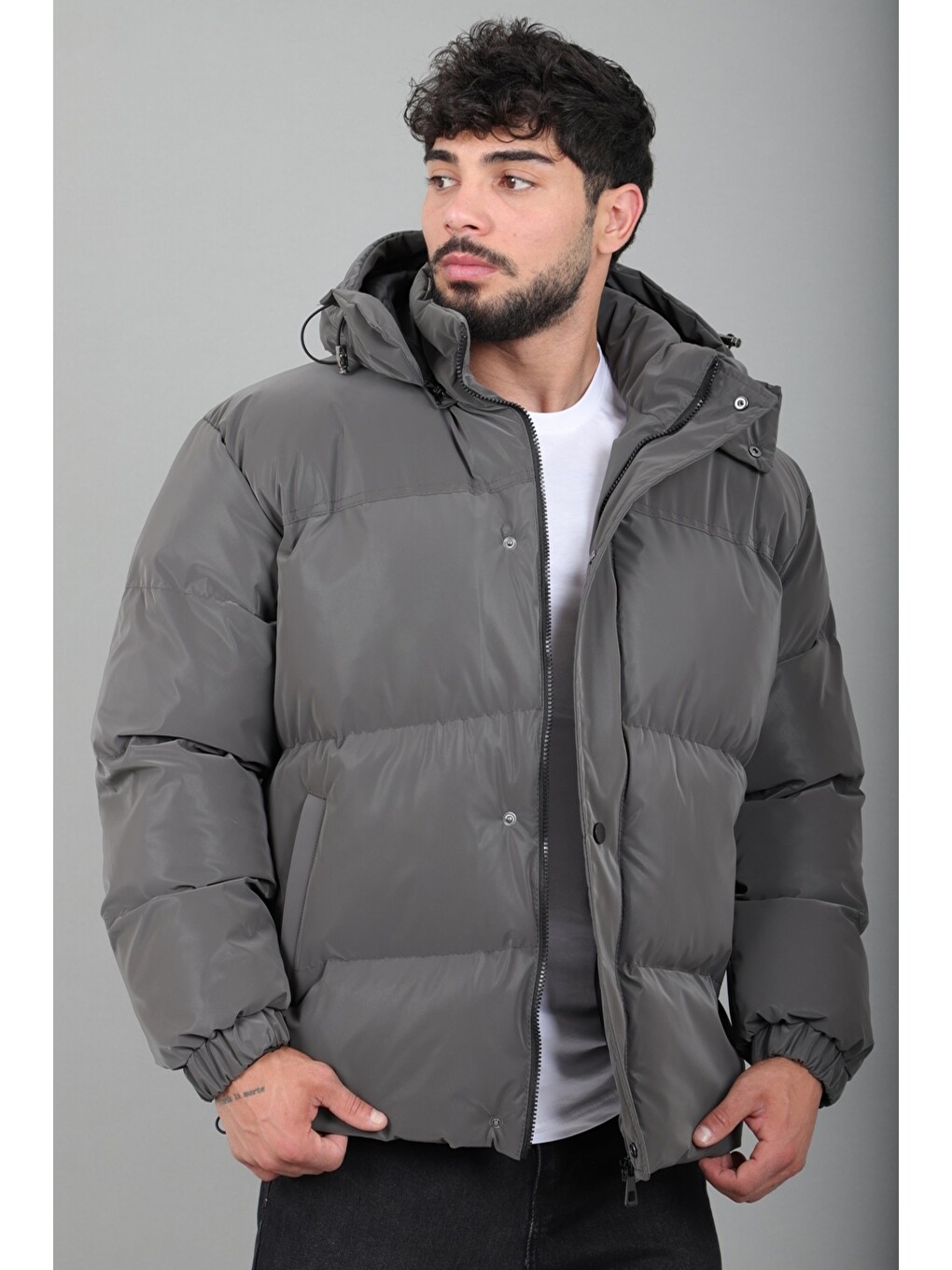 Antrasit Oversize Nova Karbon Şişme Mont Kaban Pldp 3029_50512-5