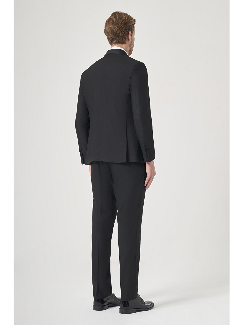 Siyah Kırlangıç Yaka Düz Desen 6 Drop Slim Fit Yelekli Damatlık Takım Elbise 1001260206-4