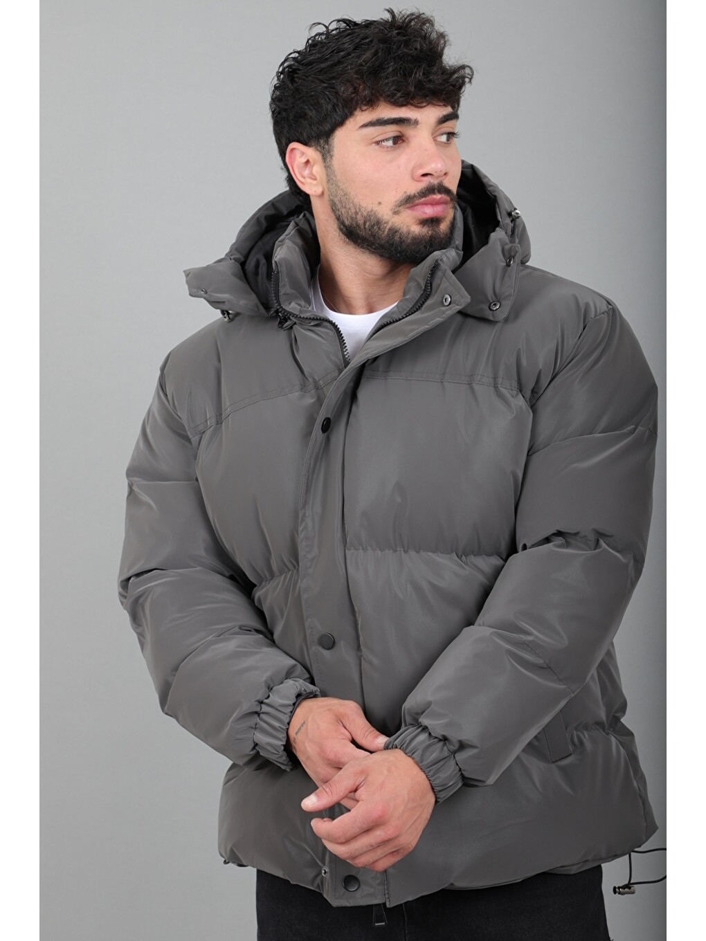Antrasit Oversize Nova Karbon Şişme Mont Kaban Pldp 3029_50512-7