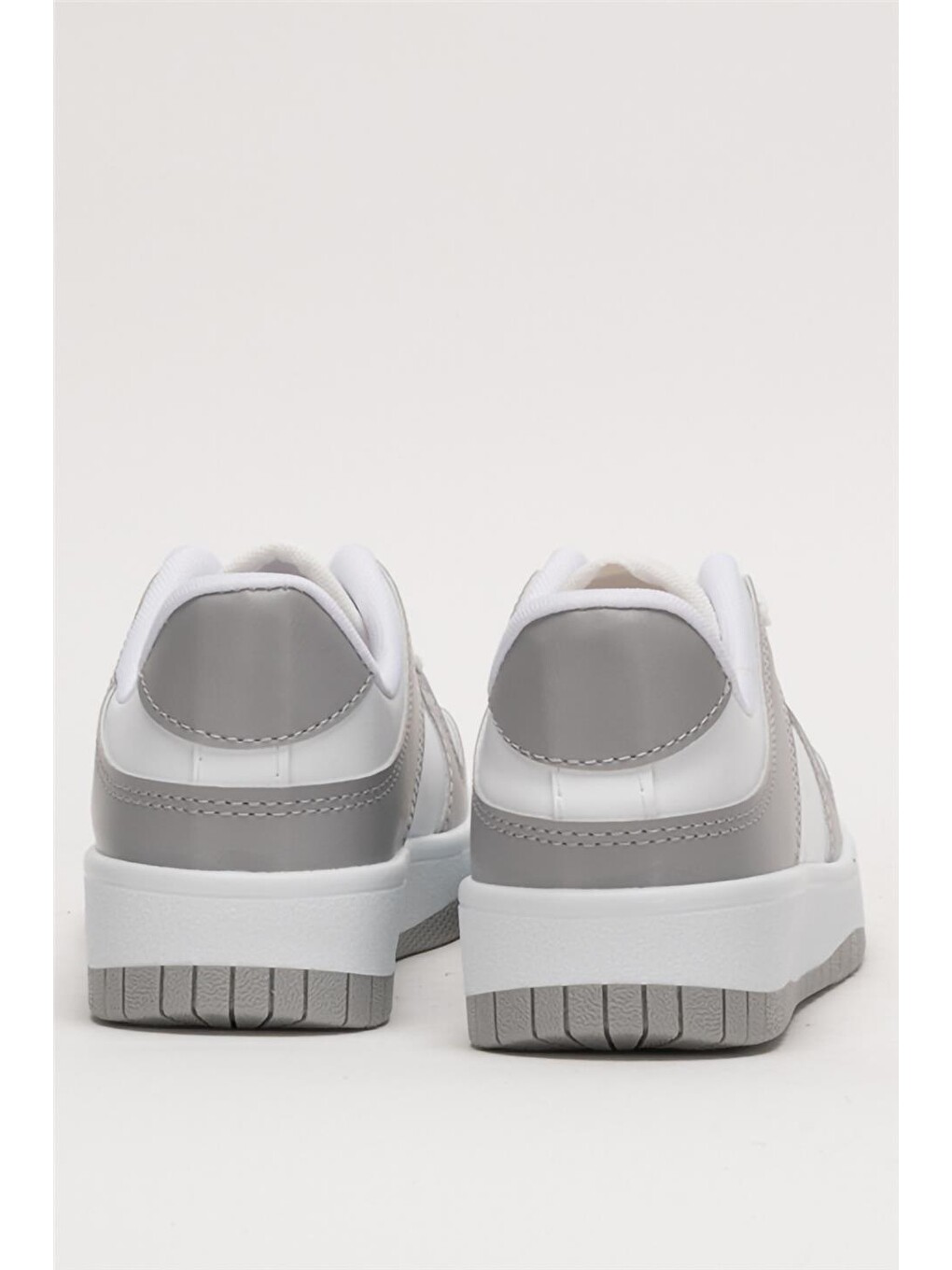 Unisex Bağcıklı Spor Sneaker Ayakkabı Beyaz - Grİ-3