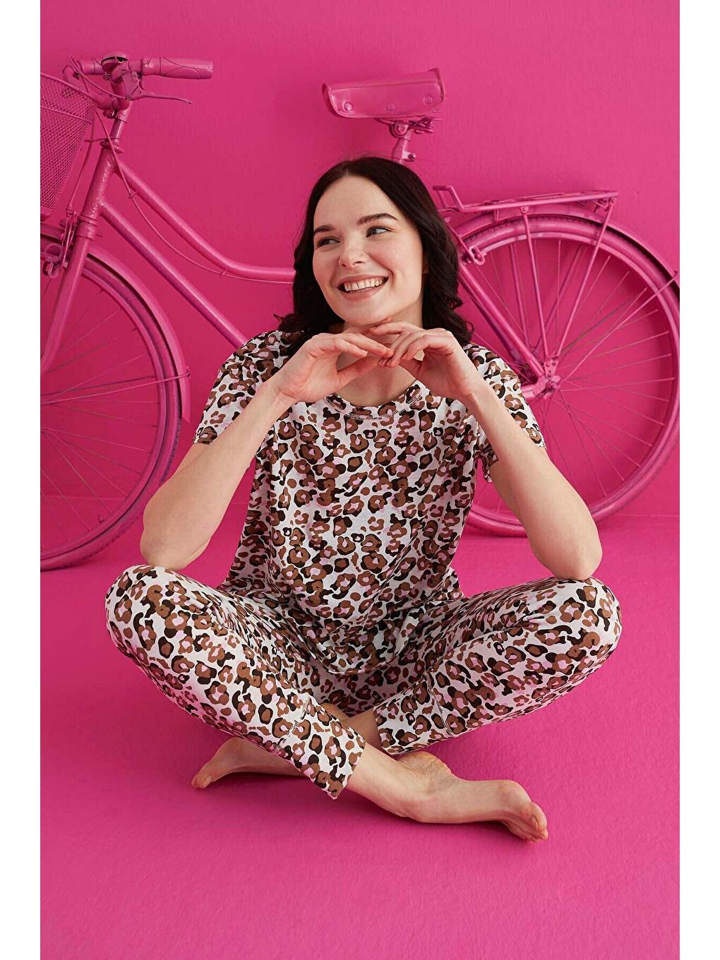 Kahverengi Pamuklu Pijama Takım 4130-5