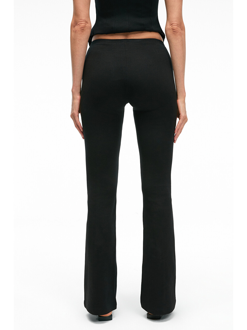 Kalyysıa Kadın Yüksek Bel Geniş Paçalı Slim Fit Siyah Pantolon-4