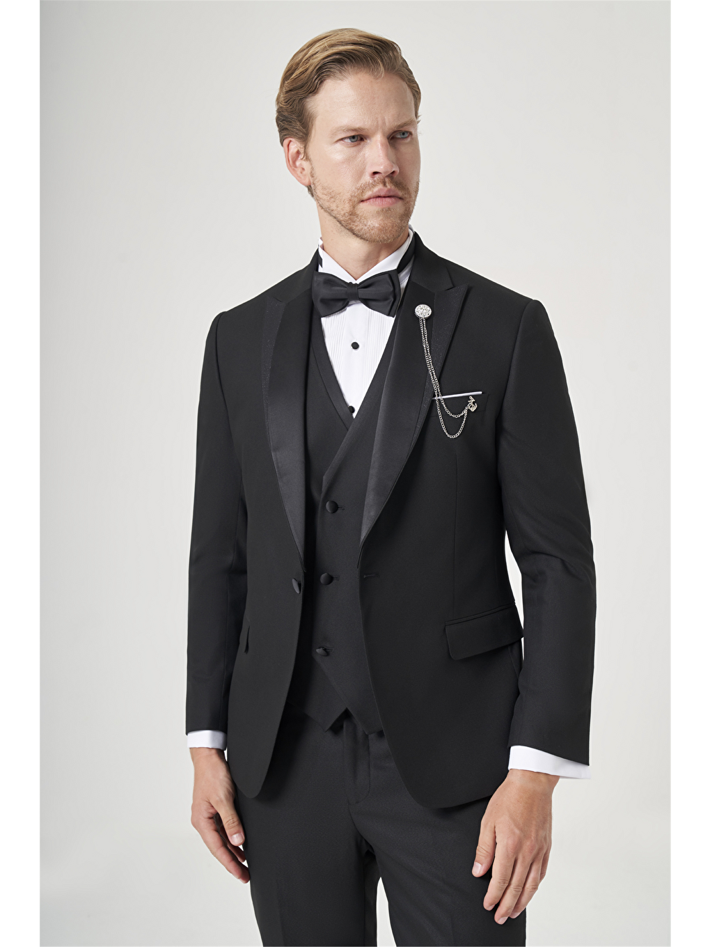Siyah 6 Drop Slim Fit Esnek Yelekli Damatlık 1001260393-1