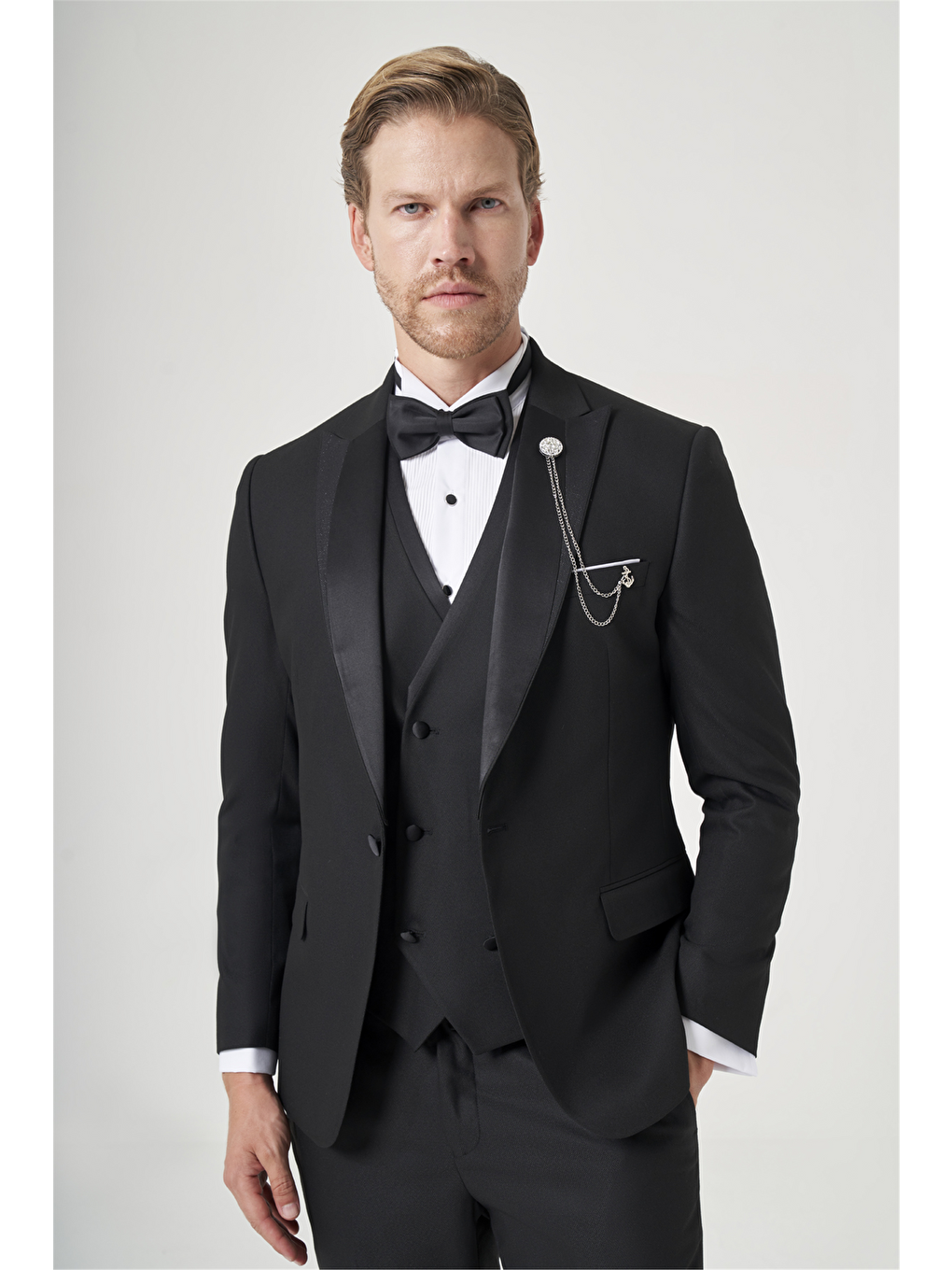 Siyah 6 Drop Slim Fit Esnek Yelekli Damatlık 1001260393-2