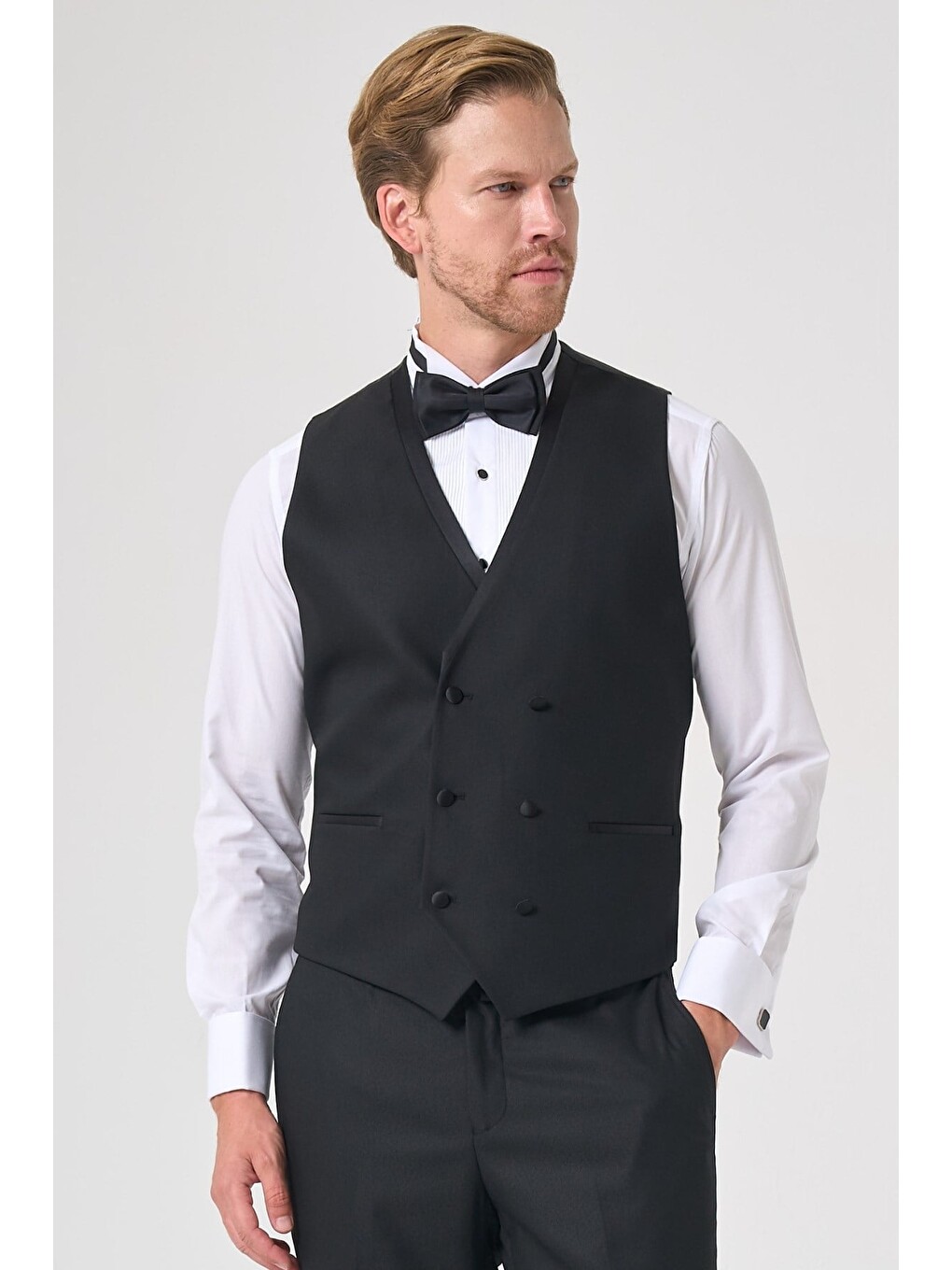Siyah 6 Drop Slim Fit Esnek Yelekli Damatlık 1001260393-3