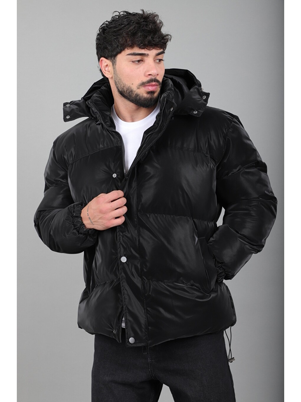 Siyah Oversize Nova Karbon Şişme Mont Kaban Pldp 3029_50512-1