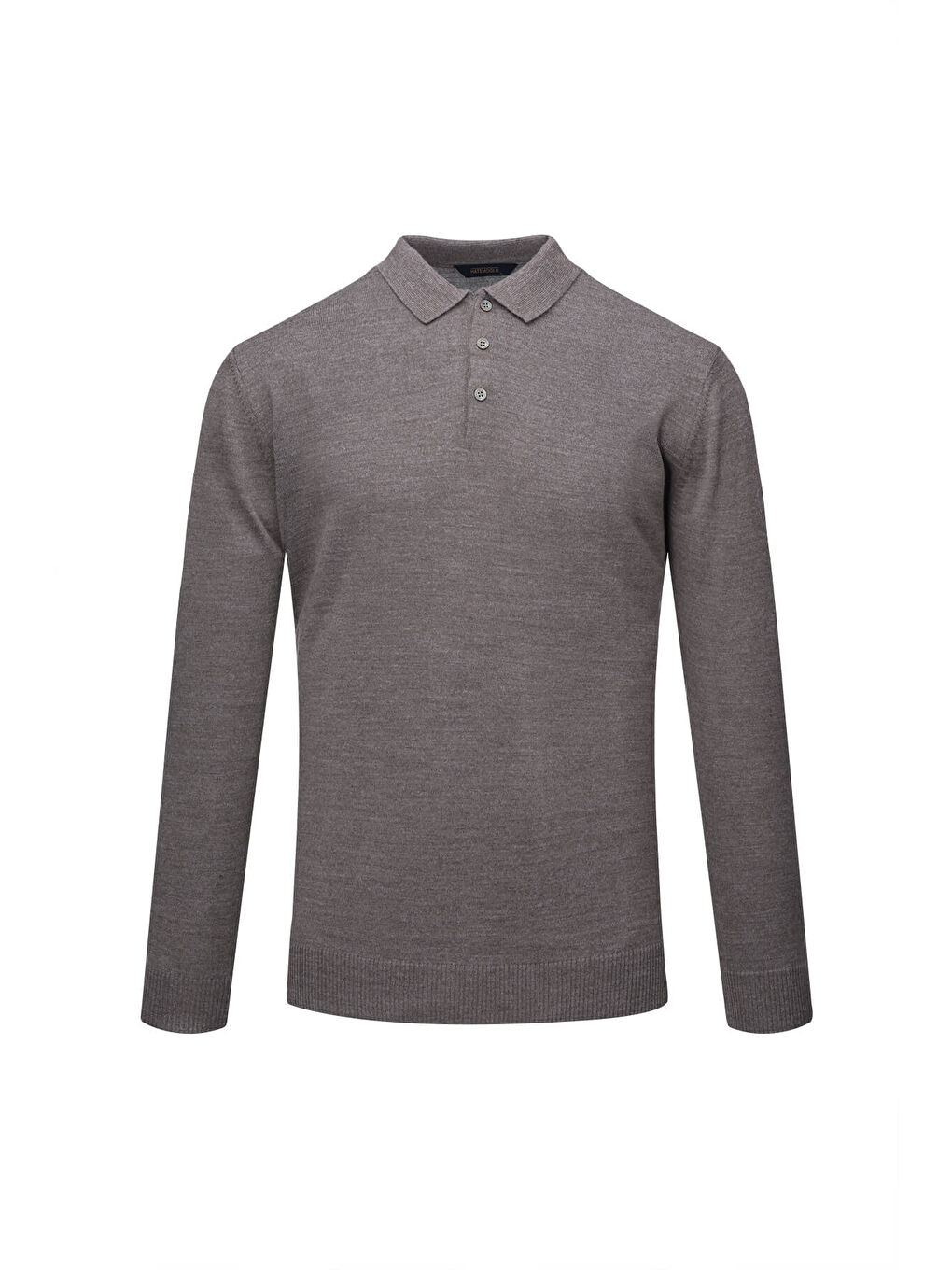 Bej Vizon Regular Fit Polo Yaka Yünlü Kazak