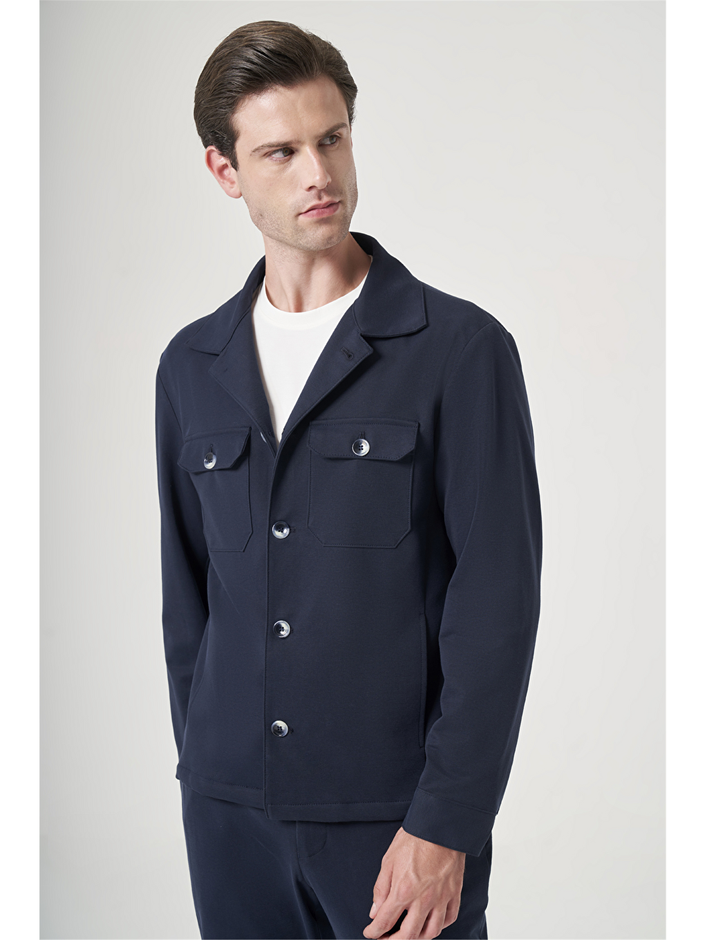 Lacivert Berberi Yaka Örme Beli Lastikli 6 Drop Slim Fit Astarsız Esnek Takım Elbise 1001260177-2