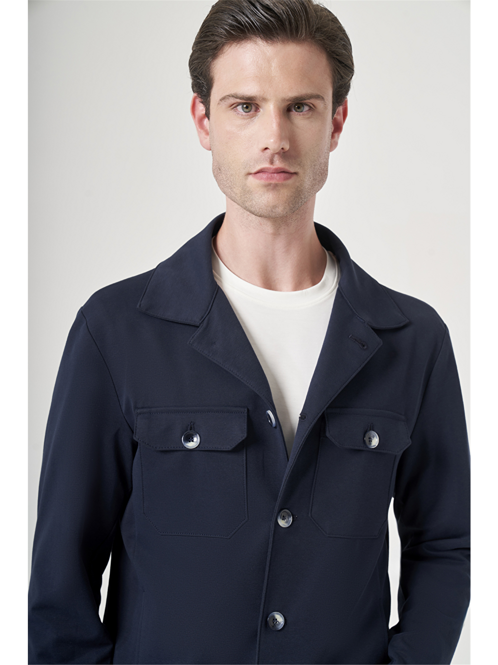 Lacivert Berberi Yaka Örme Beli Lastikli 6 Drop Slim Fit Astarsız Esnek Takım Elbise 1001260177-3