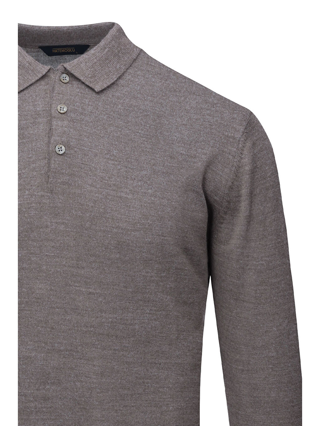 Bej Vizon Regular Fit Polo Yaka Yünlü Kazak-1