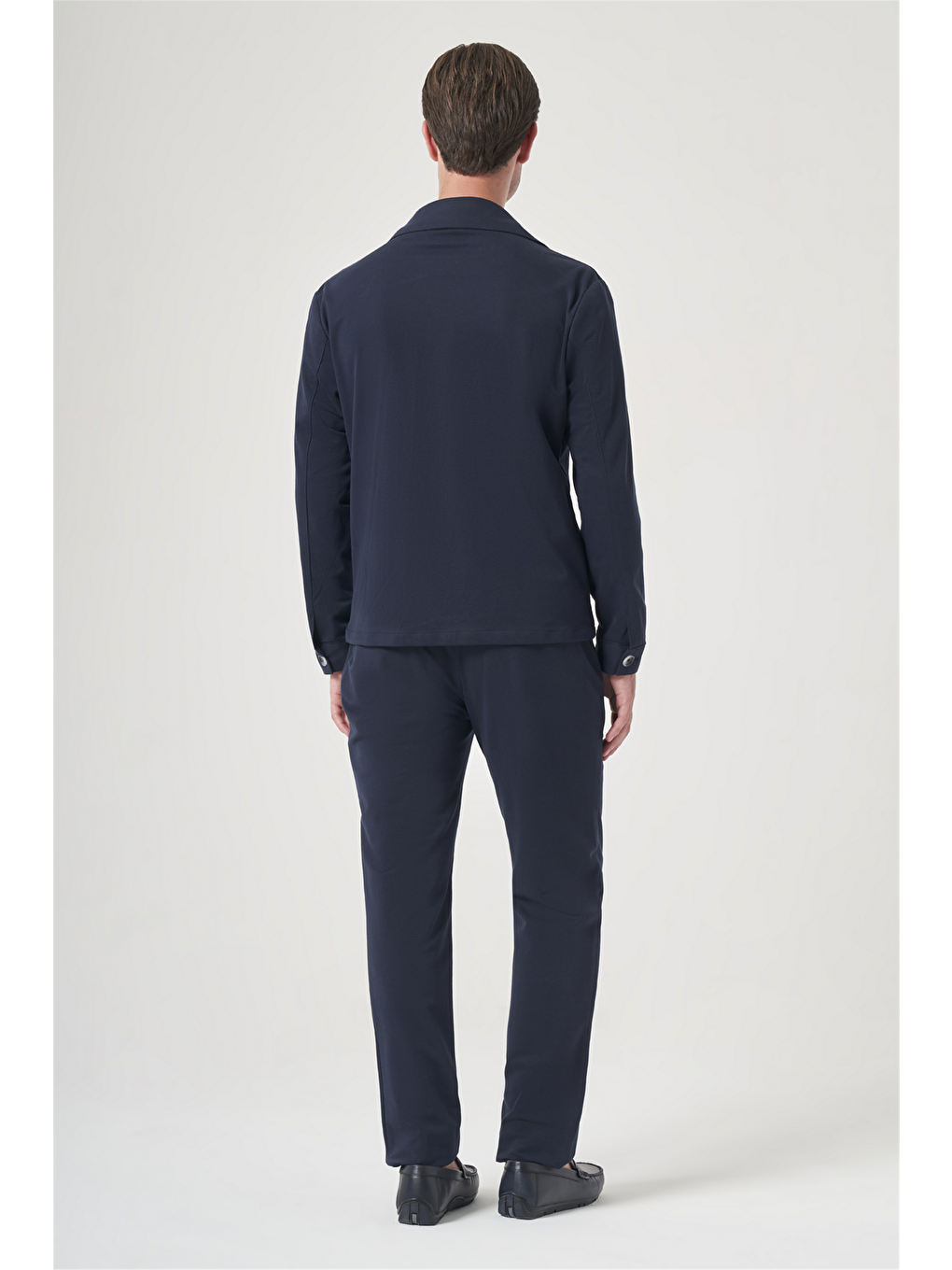 Lacivert Berberi Yaka Örme Beli Lastikli 6 Drop Slim Fit Astarsız Esnek Takım Elbise 1001260177-4