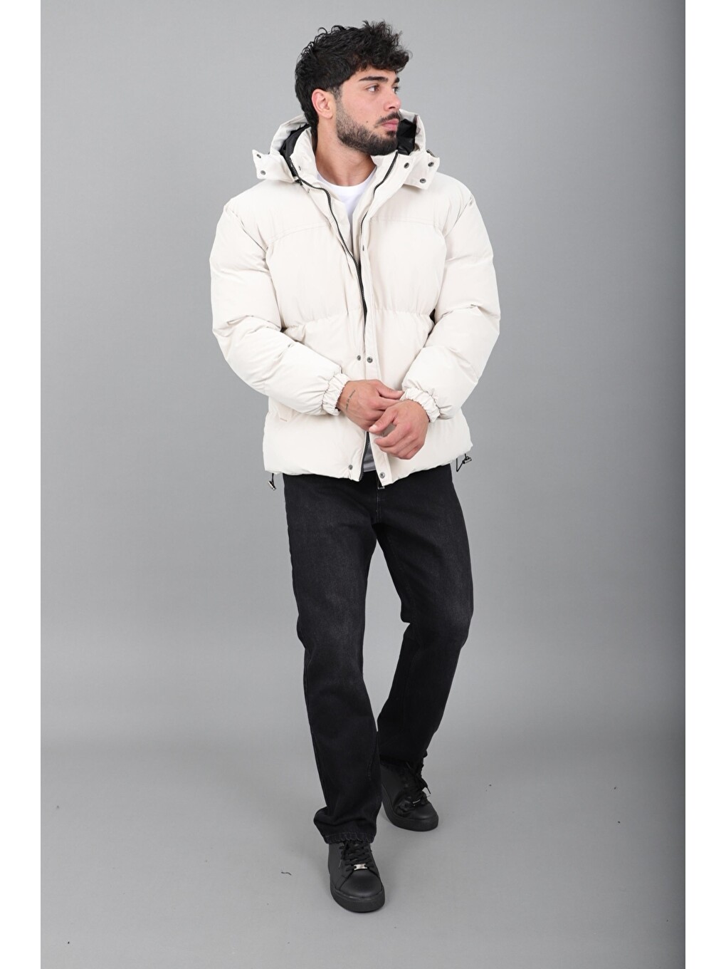 Ekru Oversize Nova Karbon Şişme Mont Kaban Pldp 3029_50512