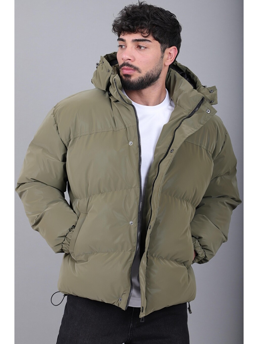 Haki Oversize Nova Karbon Şişme Mont Kaban Pldp 3029_50512