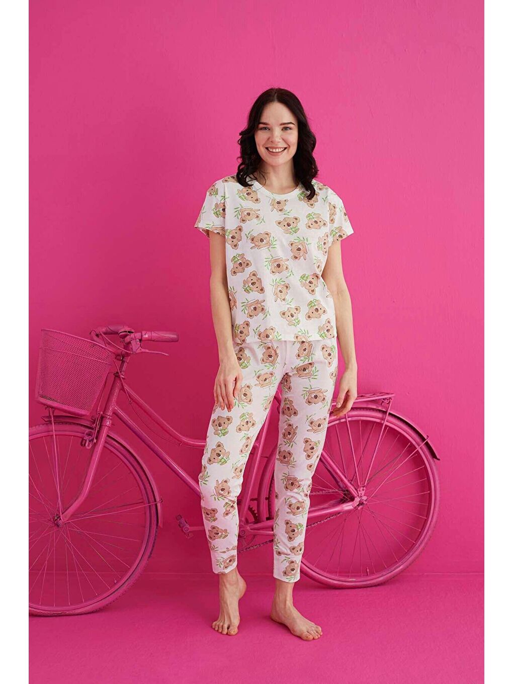 Kahverengi Pamuklu Pijama Takım 4130-11-1