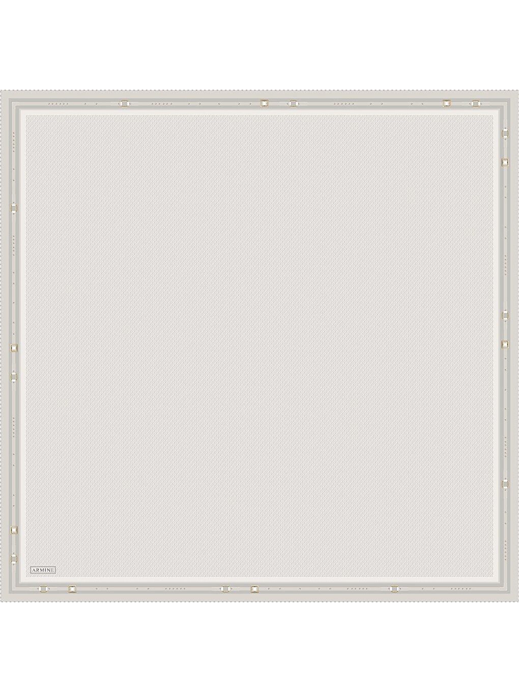 Ekru Monogram Desenli Saf İpek Twill Eşarp 9401D 85-2