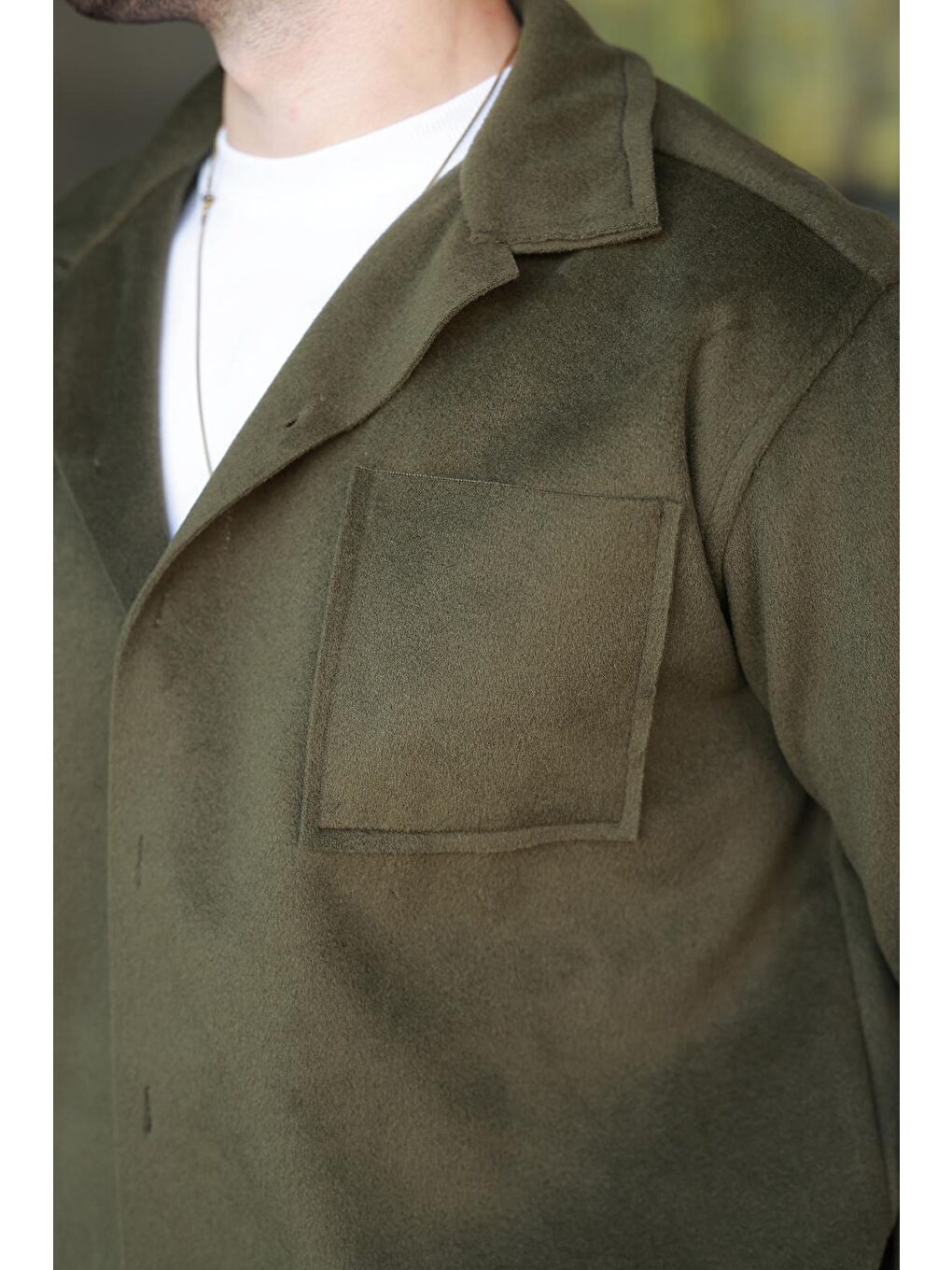 Haki Cepli Basic Erkek Polar Gömlek E6764-2