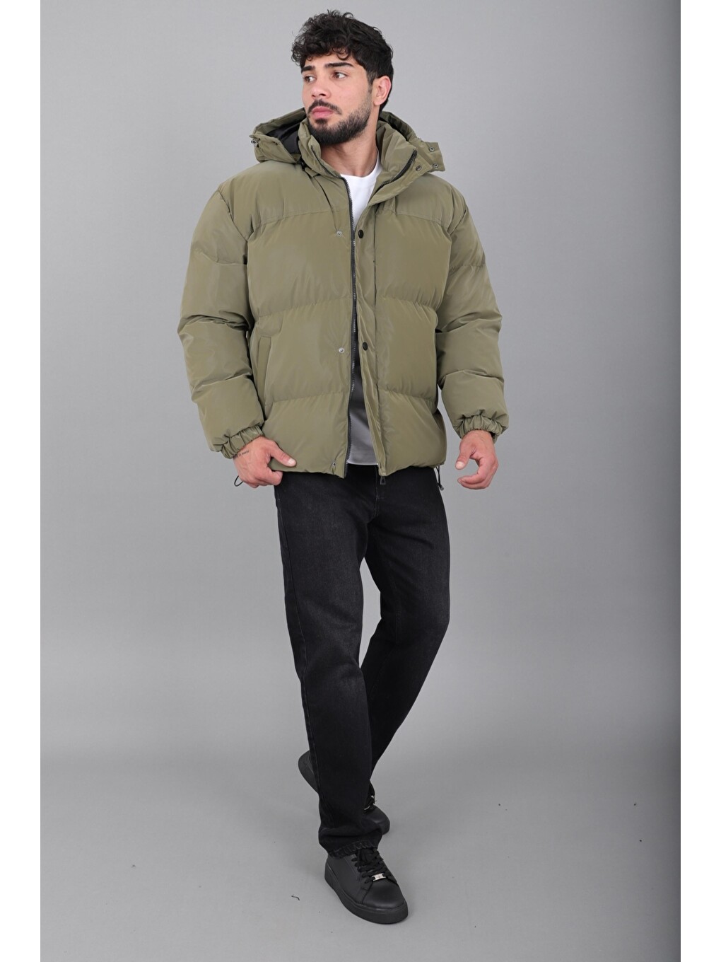 Haki Oversize Nova Karbon Şişme Mont Kaban Pldp 3029_50512-5